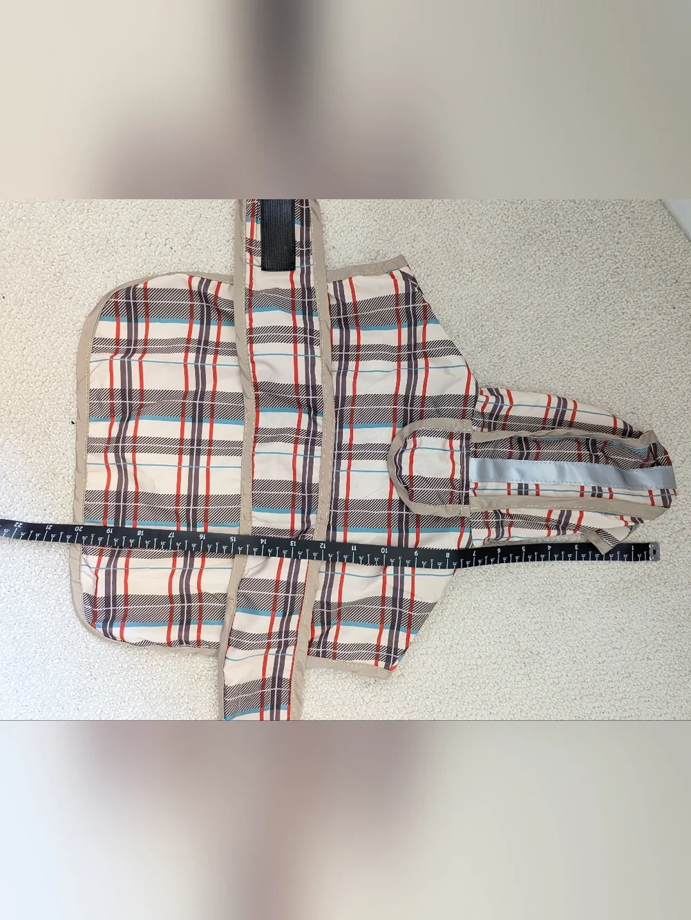 Plaid Velcro Rain Coat with Reflective Accents For Small Dog